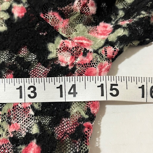 T & Y Burnout Floral Velvet Sheer Mesh Top XS Whimsigoth Y2K Fairy Grunge Layer - Picture 4 of 8